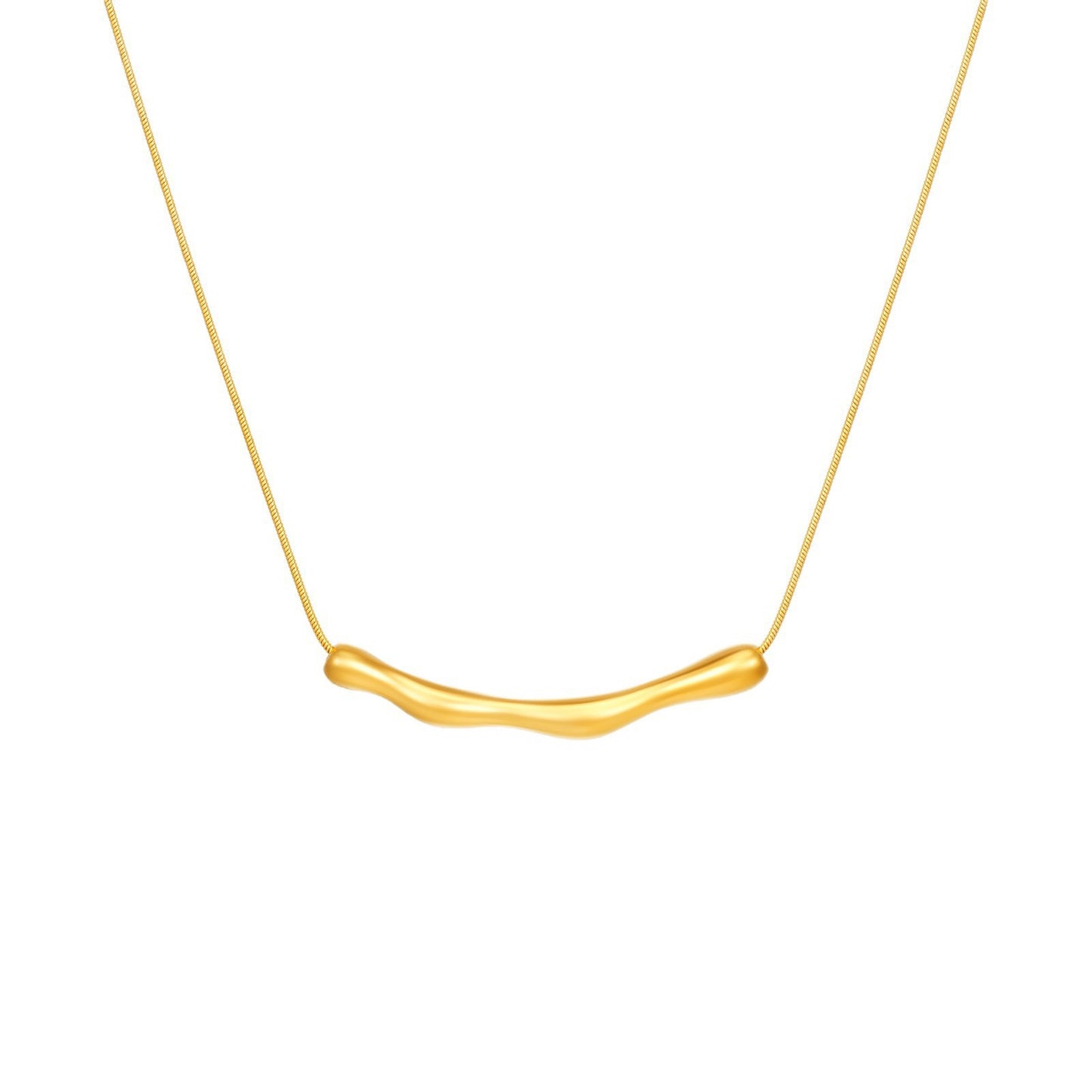 Minimalist Geometric Stainless Steel Plated Necklace with Snake Chain for Women