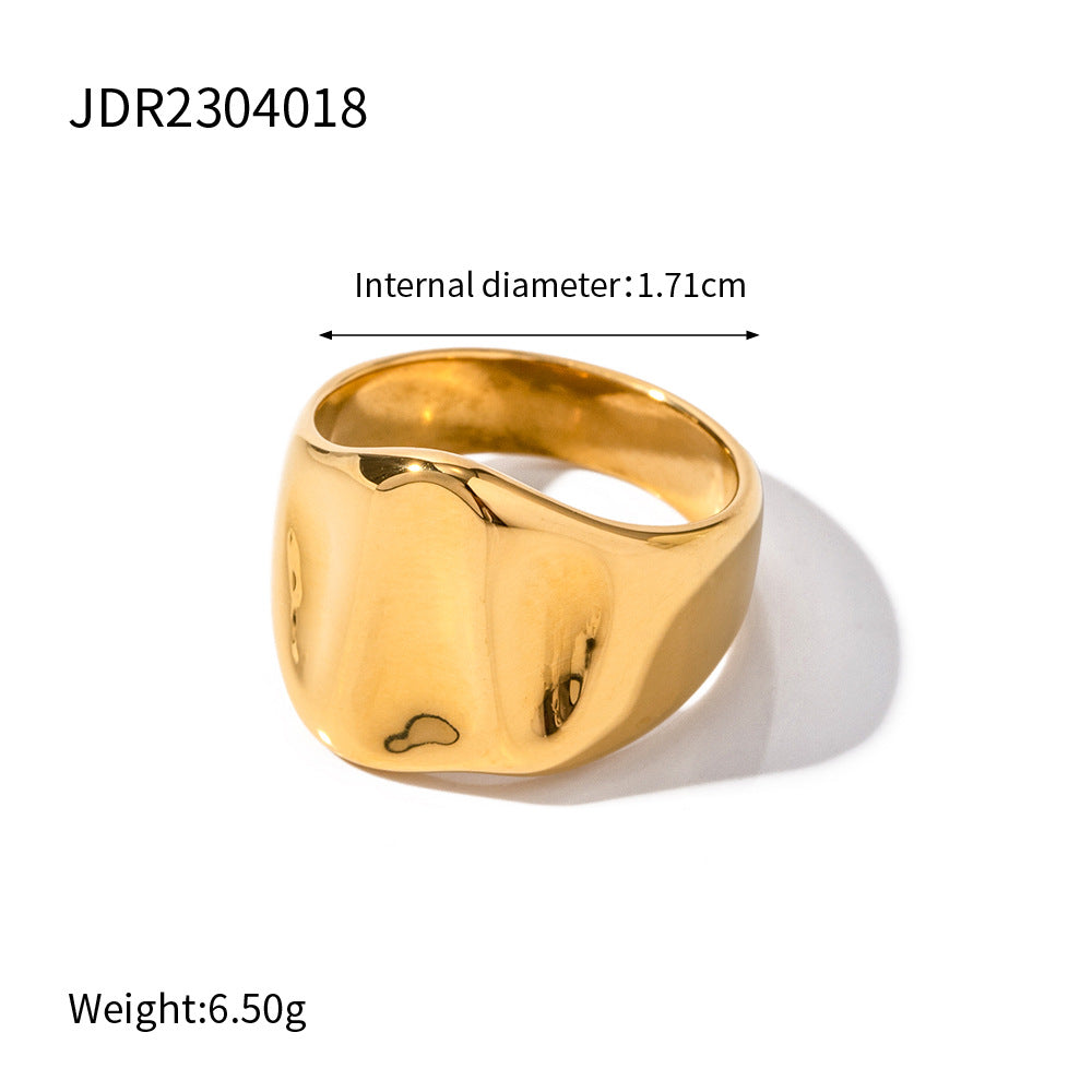 18K Gold Plated Geometric Stainless Steel Ring for Women