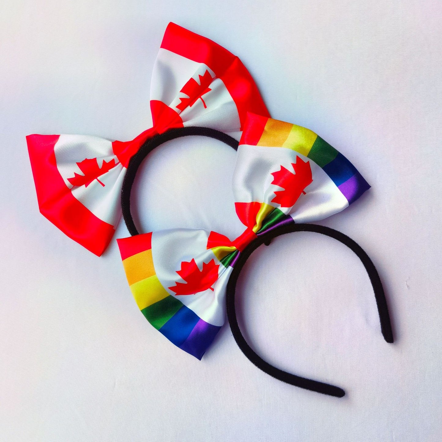 Canadian Flag Maple Leaf Rainbow Bow Headband Unisex Resin Hair Accessory for National Day Sports Events