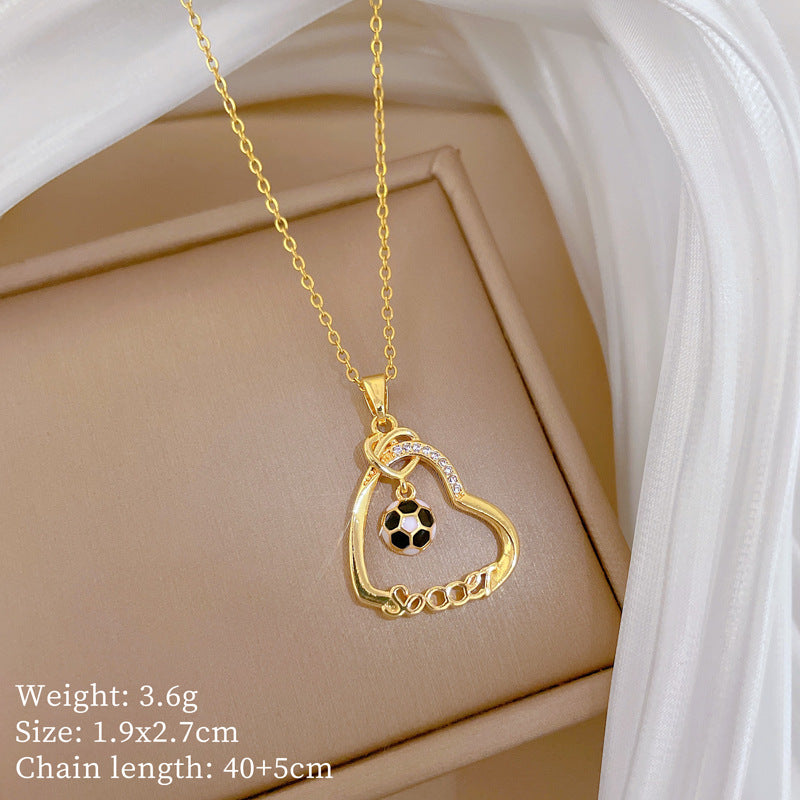Sweet Cartoon Animal Micro-Inlaid Cubic Zirconia Brass Pendant Titanium Steel Necklace for Unisex