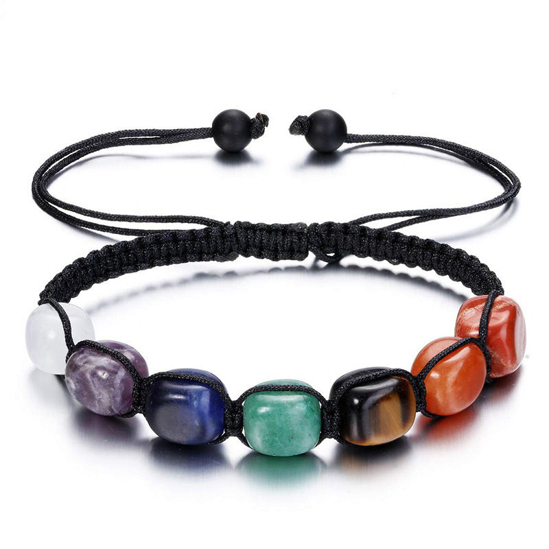 Bohemian 6mm Multicolor Natural Stone Agate Crystal Geometric Round Beaded Bracelet Unisex