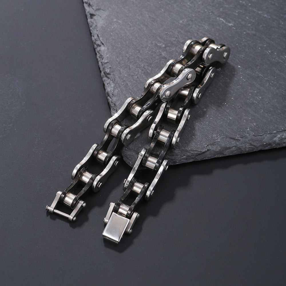 Punk Geometric Round Titanium Steel Stainless Steel Men's Rolling Bicycle Bracelet