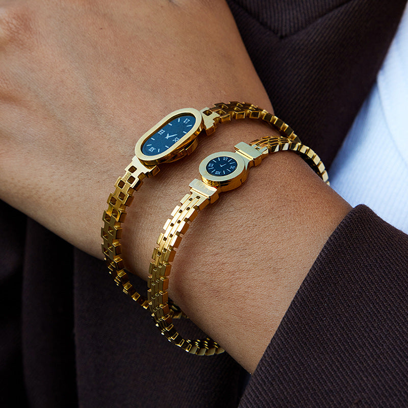 Bracciale per orologio minimalista in acciaio inossidabile da donna con finitura placcata Gioielli in acciaio al titanio