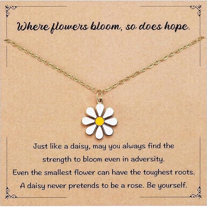 Sweet Floral Drip Oil Titanium Steel Daisy Pendant Necklace for Women