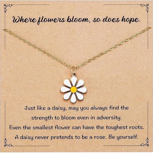 Sweet Floral Drip Oil Titanium Steel Daisy Pendant Necklace for Women