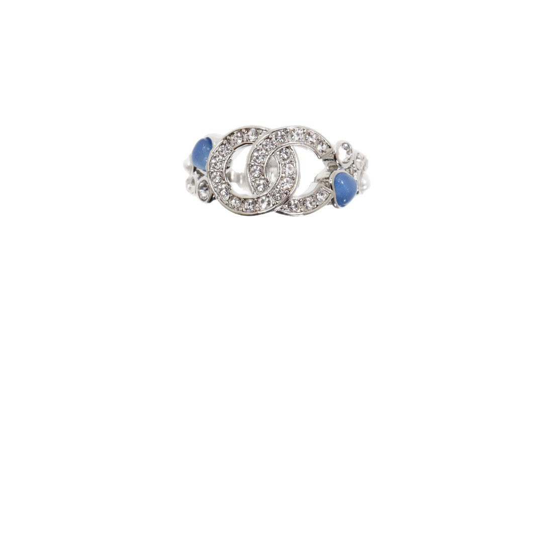 Elegante set collana con anello in cristallo di strass con lettera a cuore in ottone placcato oro da donna