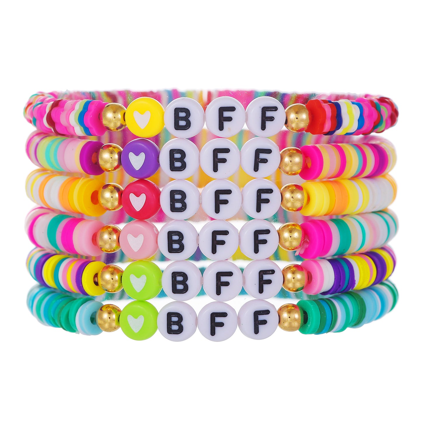 Bohemian Colorful Resin Drip Oil Round Geometric Smile Face Stacking Bracelet Set