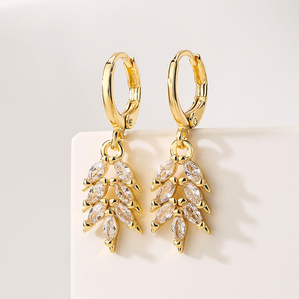Minimalist Geometric Earrings for Women Made of Brass with 18K Gold Plating and Zircon Inlay