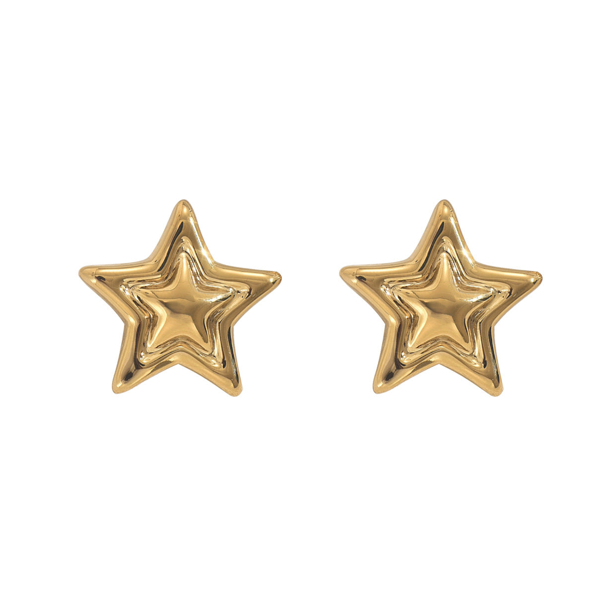 Pendientes de Cobre Minimalistas Geométricos en Forma de Estrella con Baño de Oro de 18K para Mujer, Poste de Acero Inoxidable, Elegantes para el Uso Diario