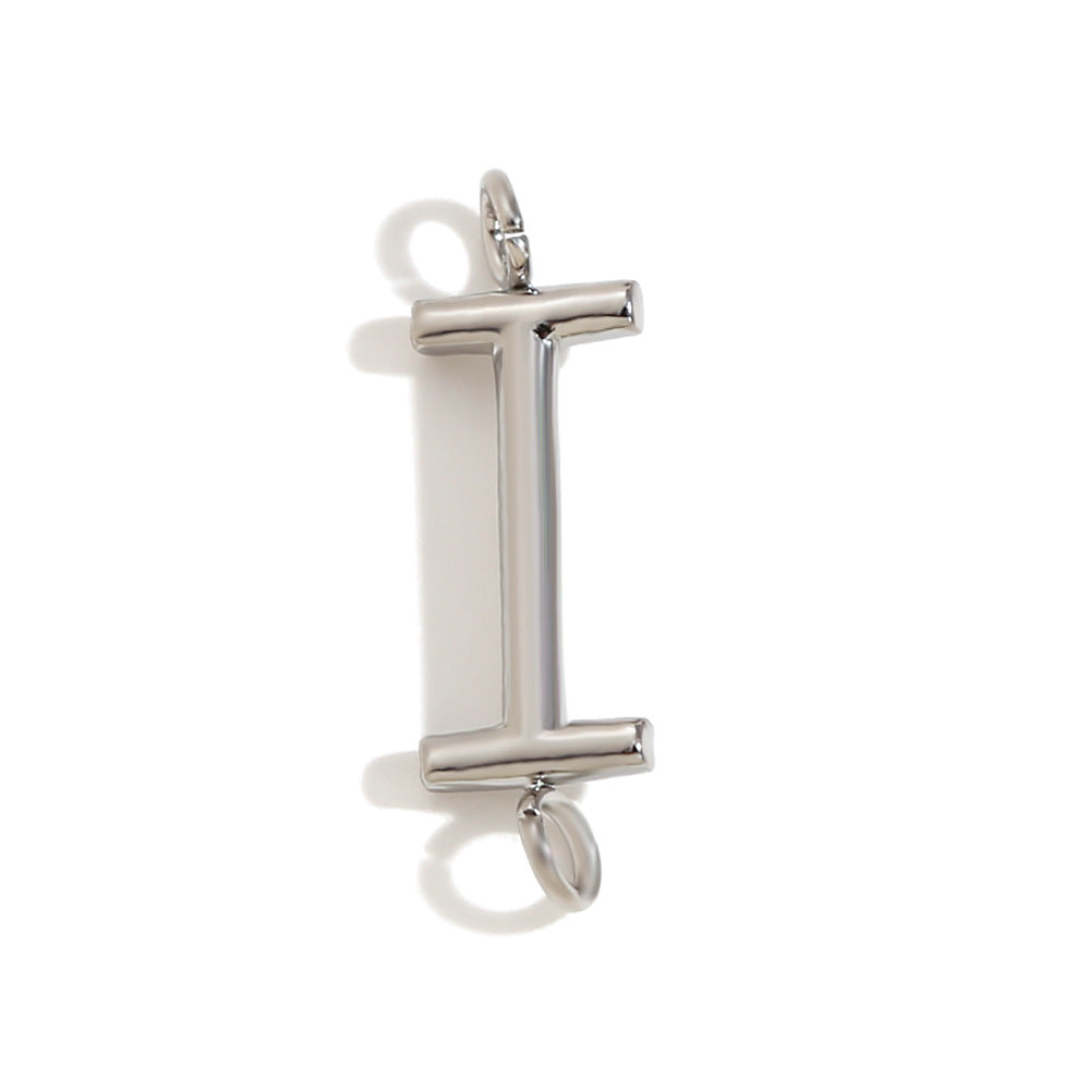 Minimalist 18K Gold Plated Stainless Steel Letter Charm Bar