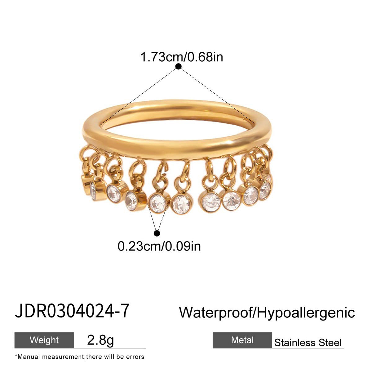 Geometric Tassel Titanium Steel Ring with Plating Finish for Women, Hypoallergenic Fashion Jewelry with Luxe Minimalist Appeal