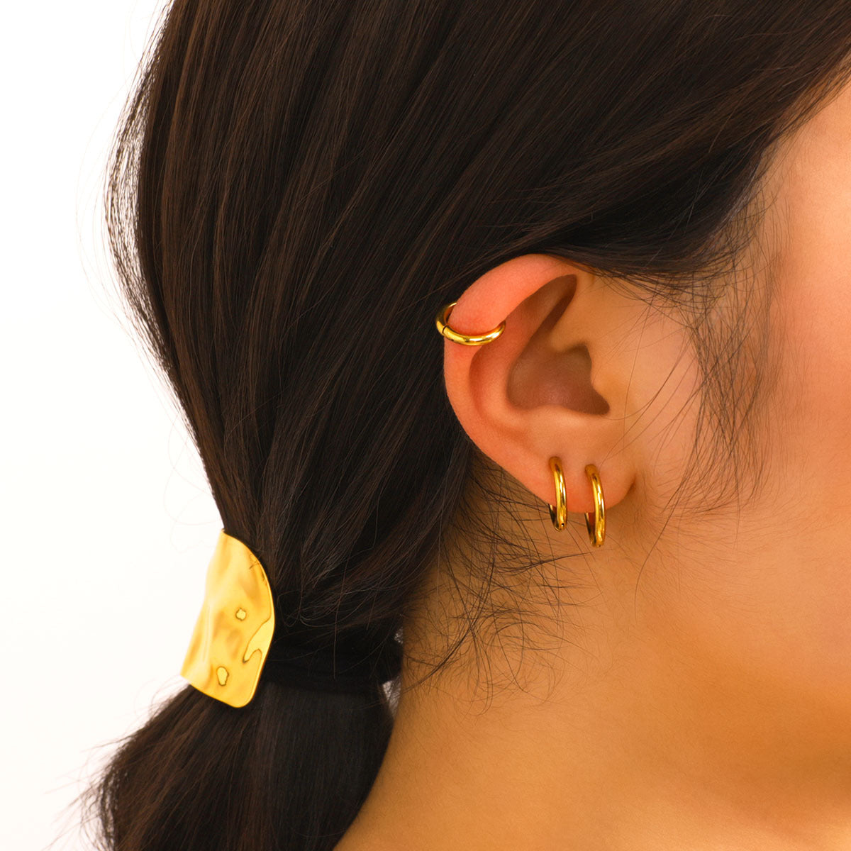 Vintage Minimalist Round Geometric Stainless Steel Electroplated Earrings Set for Women Waterproof Jewelry