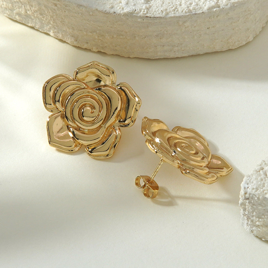 Orecchini in Acciaio Inossidabile con Fiori Stile Vintage Elegante