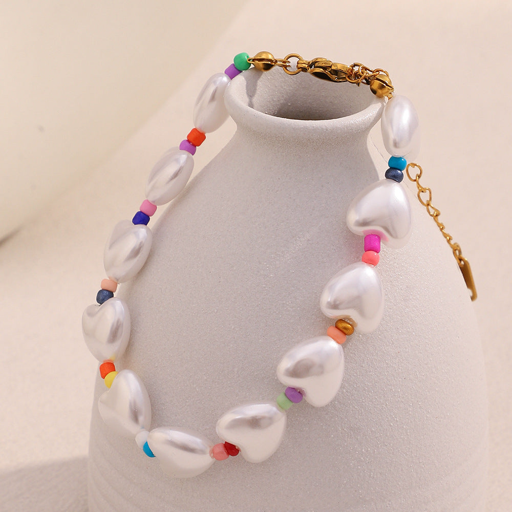 Collana da donna alla moda a forma di cuore, in acrilico in stile vintage, con base in acciaio inossidabile e placcatura in oro 18 carati