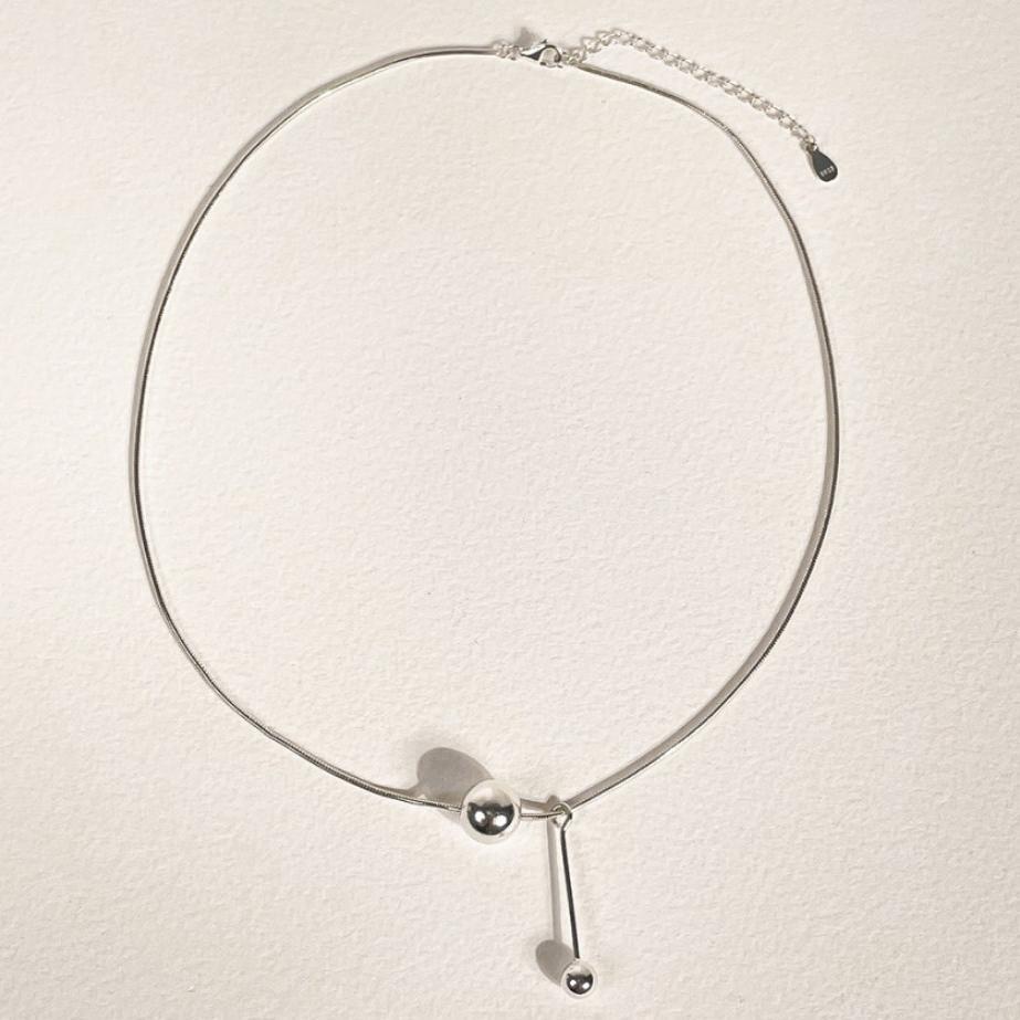 Minimalist Geometric Snake Chain Necklace in 925 Sterling Silver with Gold Plating