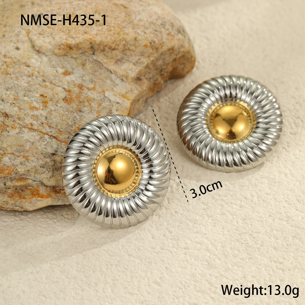Pendientes de Acero Inoxidable Circulares Geométricos con Baño de Oro y Plata para Mujer de Moda para la Oficina