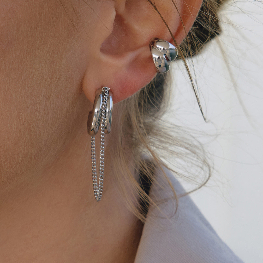 Elegant Geometric Stainless Steel Plated Tassel Earrings for Women