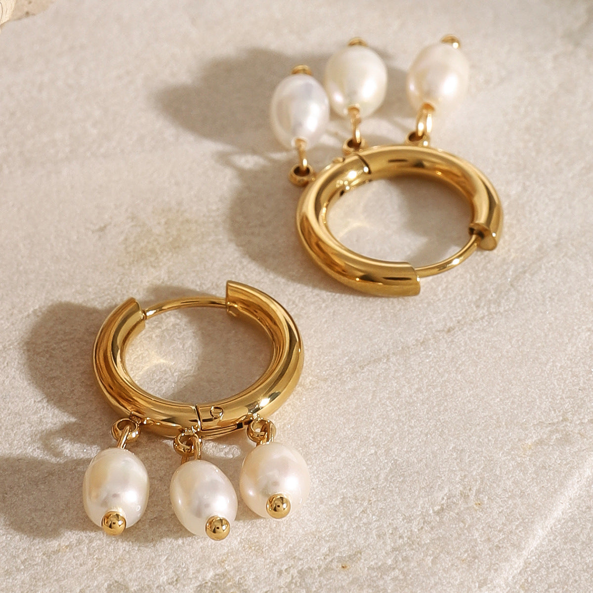 Geometric Stainless Steel Ear Studs with Gold Plating for Women, Minimalist Fashion Jewelry