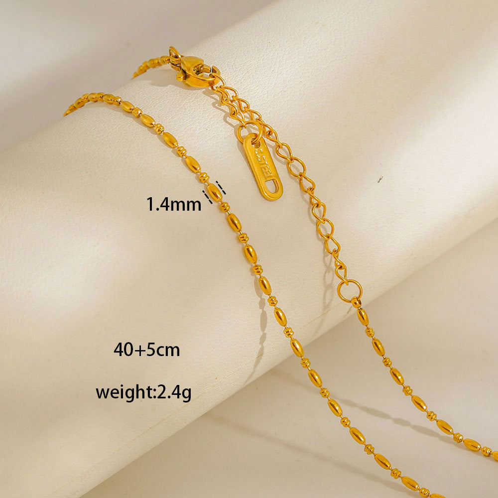 Collana con Ciondoli Geometrici Minimalisti in Acciaio al Titanio Placcato con Nappe, Charm Fai da Te per Donne