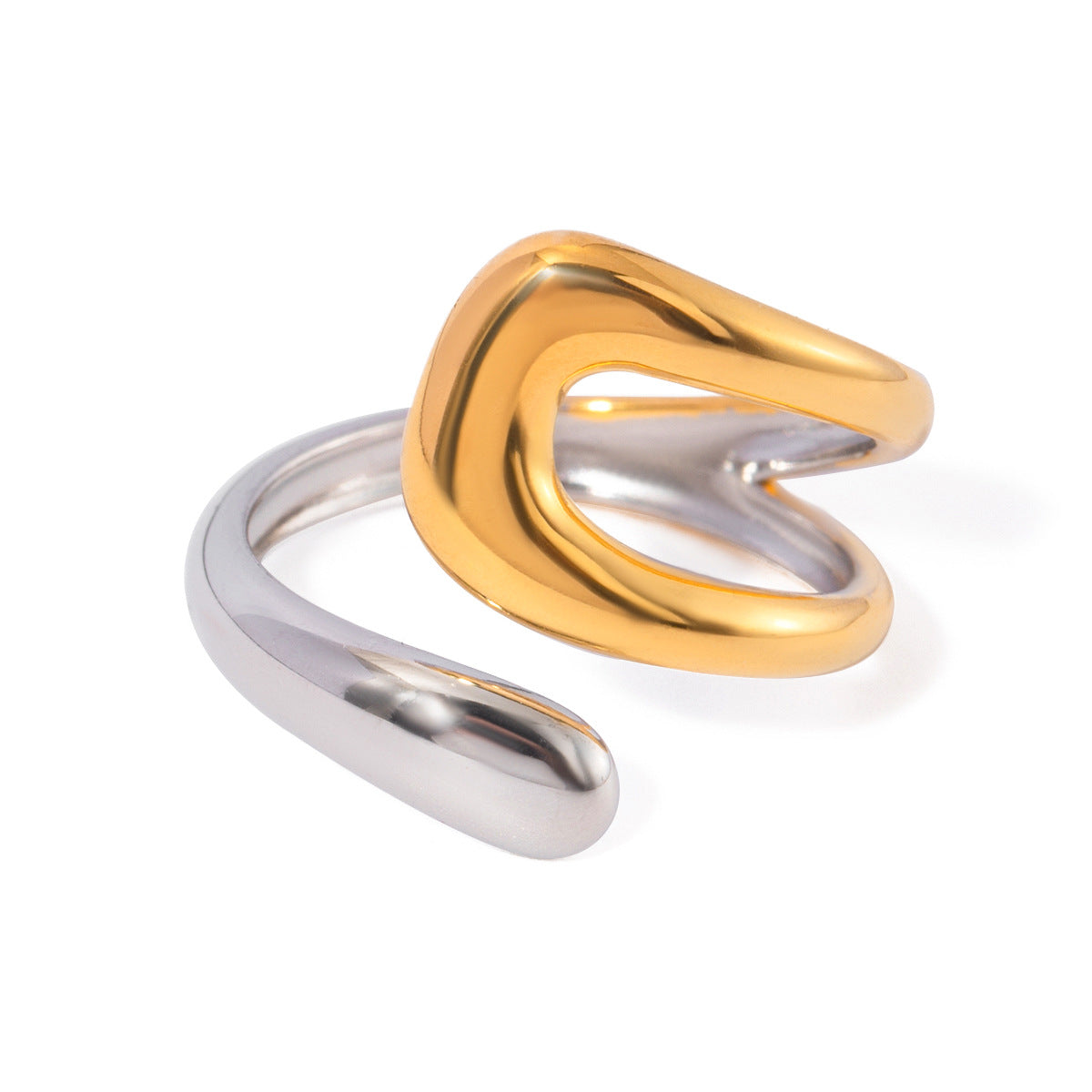 18K Gold Plated Geometric Stainless Steel Ring for Women
