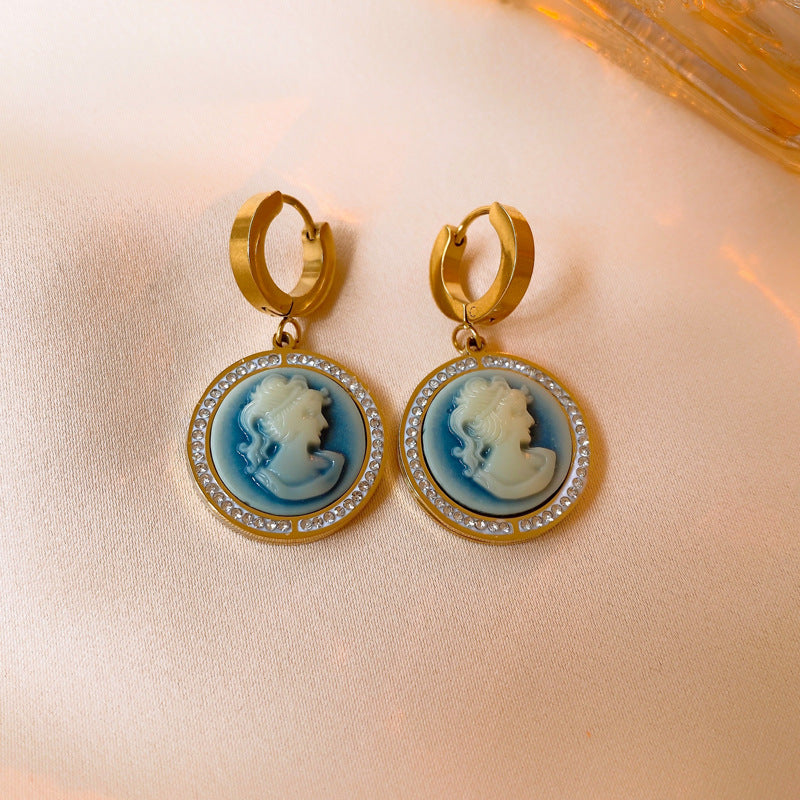 Pendientes ovalados de acrílico estilo vintage francés con postes de acero, diseño geométrico, acabado electrochapado, joyería elegante y ligera de lujo para las orejas