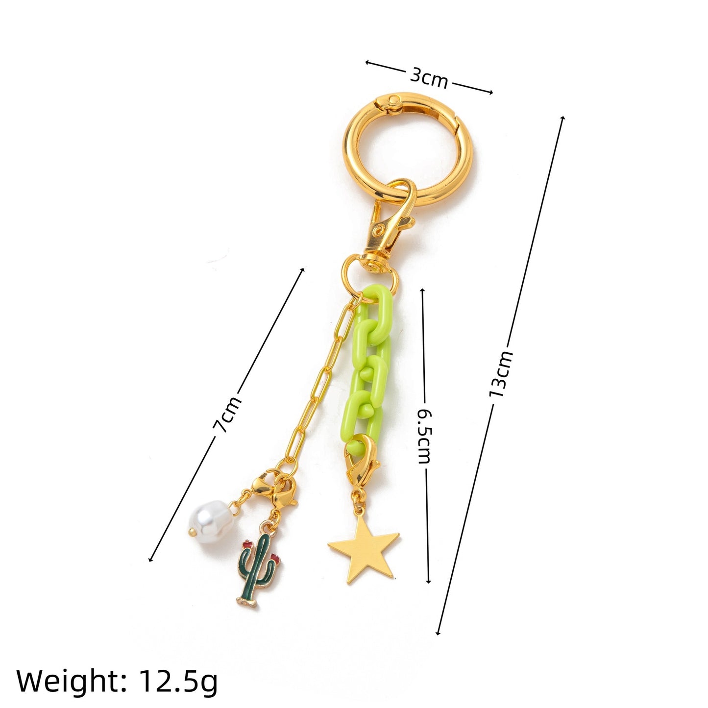 Minimalist Sweet 18K Gold Plated Brass Floral DIY Charm Bar Bag Pendant Keychain