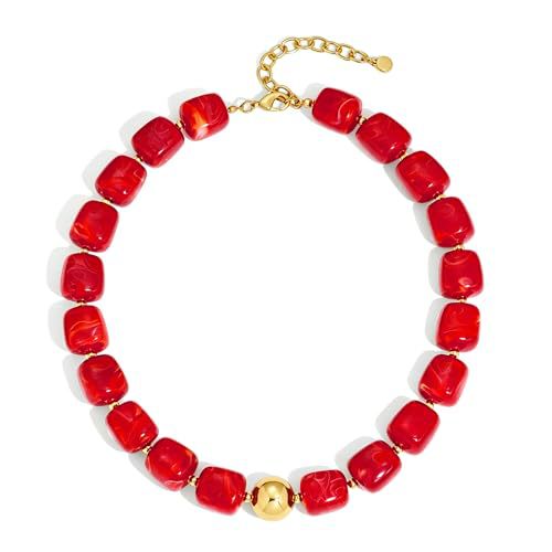 Casual Square Resin Polished Pendant Necklace for Women