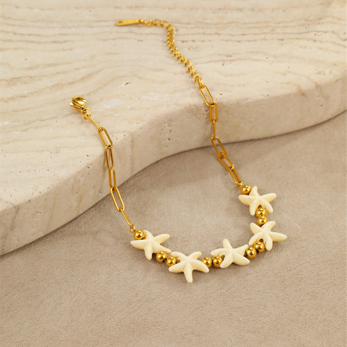 Collana con Ciondolo Geometrico a Stella in Acciaio Inossidabile, con Finitura Placcata, alla Moda, per Donne, Tema Spiaggia e Oceano, Gioiello Estivo