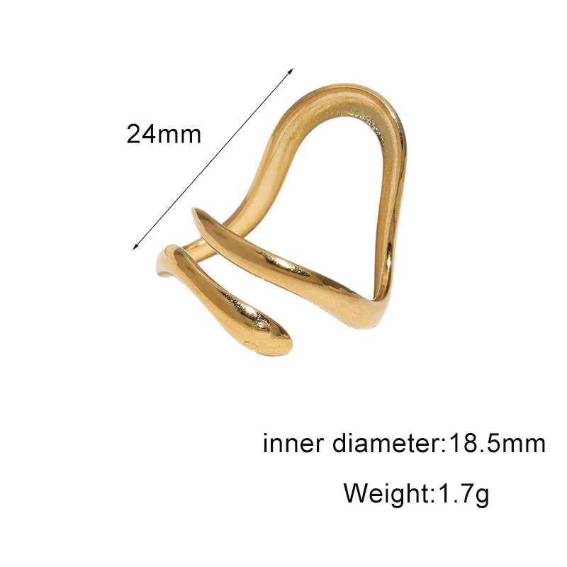 Minimalist Women's 18K Gold Plated Stainless Steel Irregular Geometric Ring