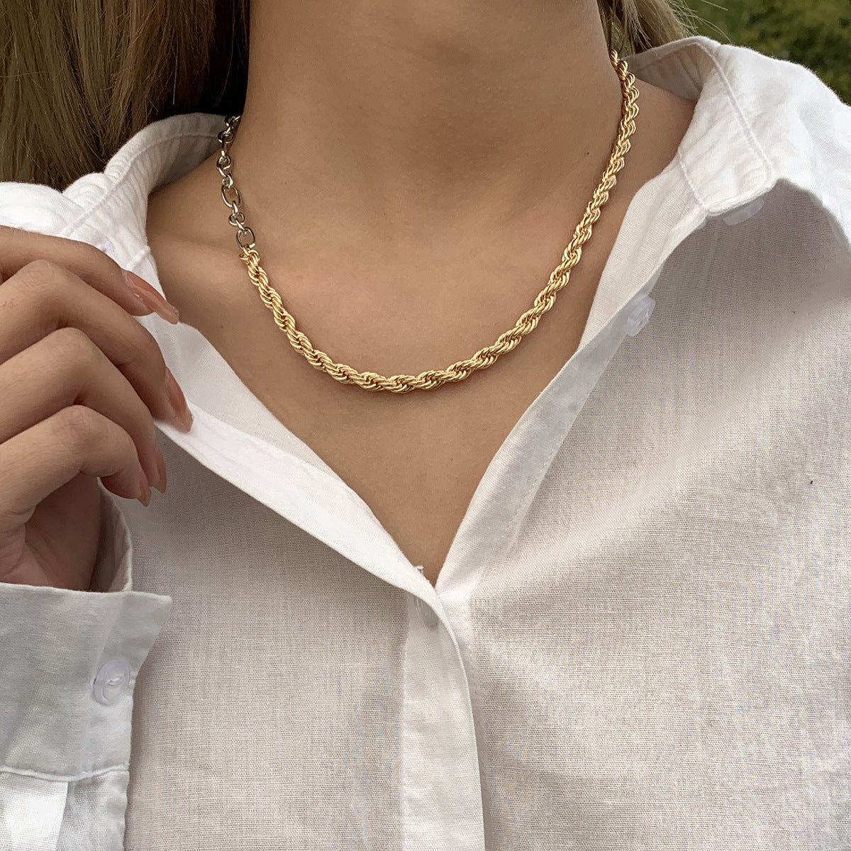Minimalist Geometric Plated Iron Snake Chain Necklace for Women