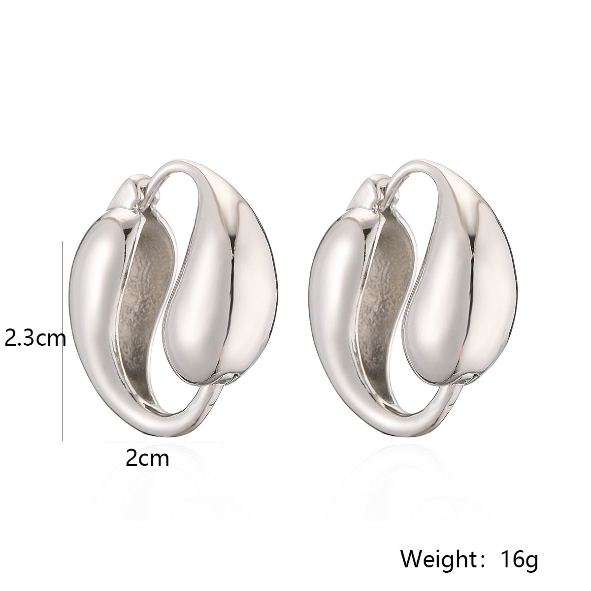 Minimalist Dolphin-Shaped Copper Earrings with Gold Plating for Women, Irregular Geometric Design Fashion Jewelry