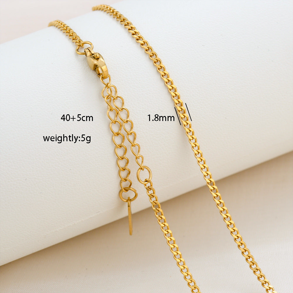 Collana Minimalista Unisex con Catenina Box in Acciaio Inossidabile Placcato Oro 18K