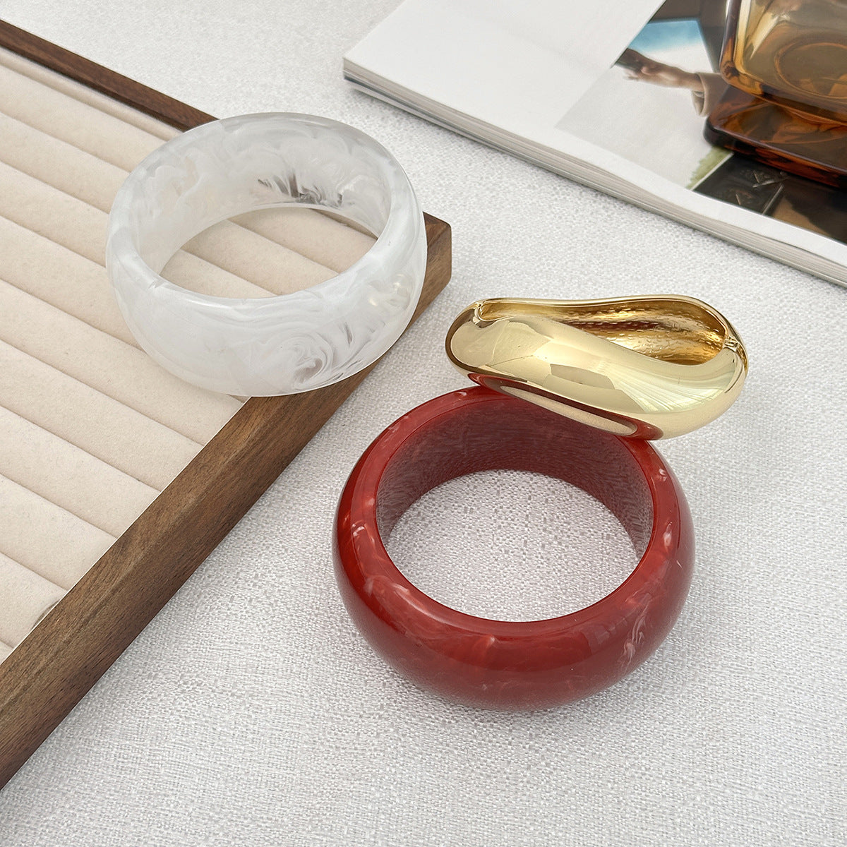 Elegant Gradient Acrylic Round Geometric Bangle Bracelet