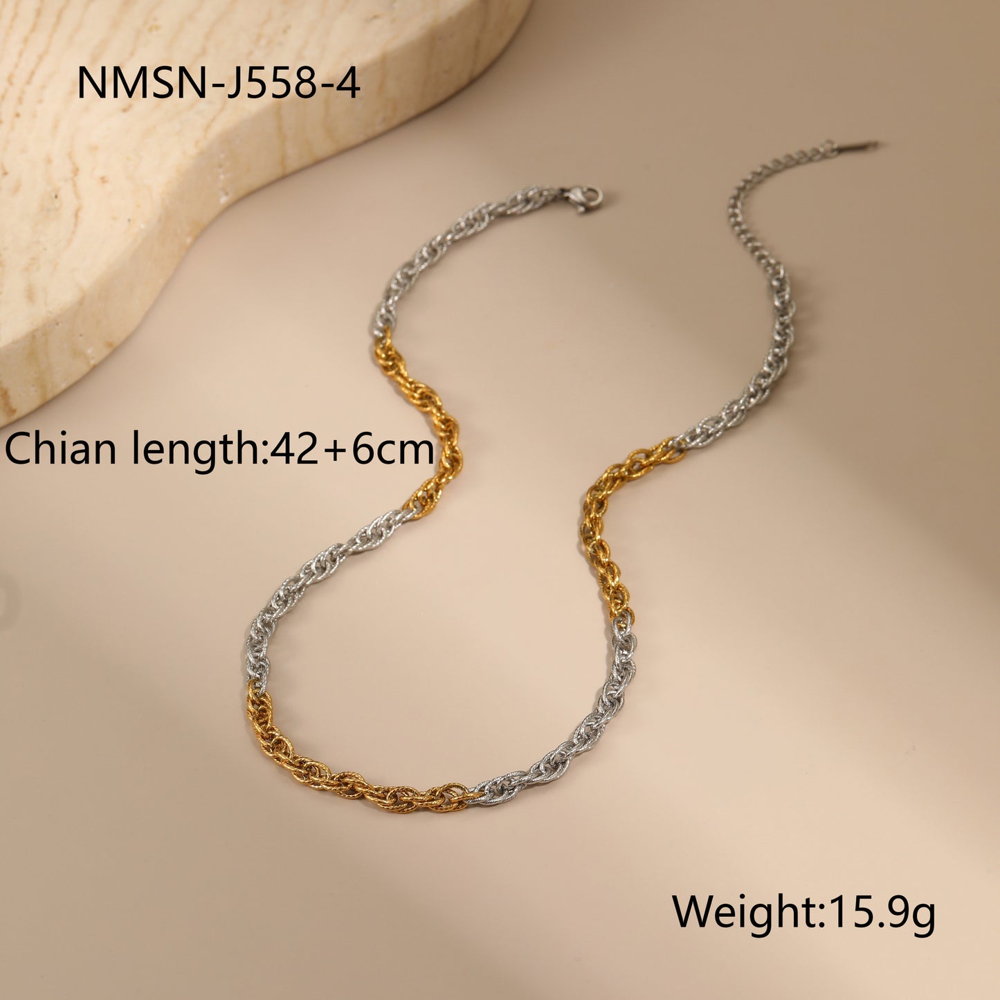 Fashion Geometric Stainless Steel Necklace with 18K Gold Plated Finish and Chain Design for Women