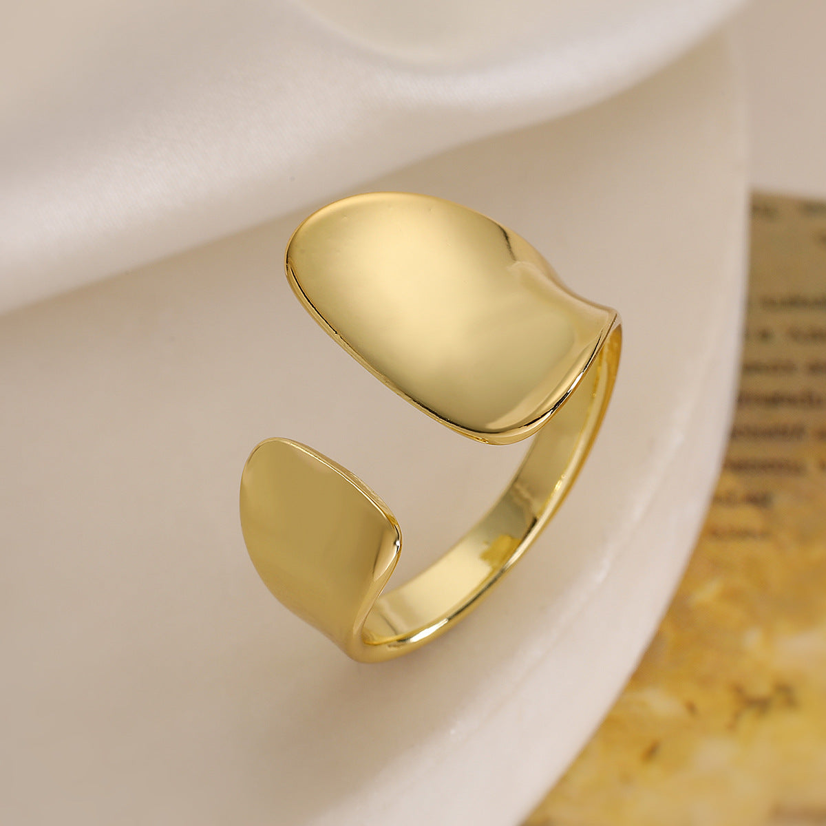 Minimalist Geometric Open Ring for Women Made of Brass with 18K Gold Plating