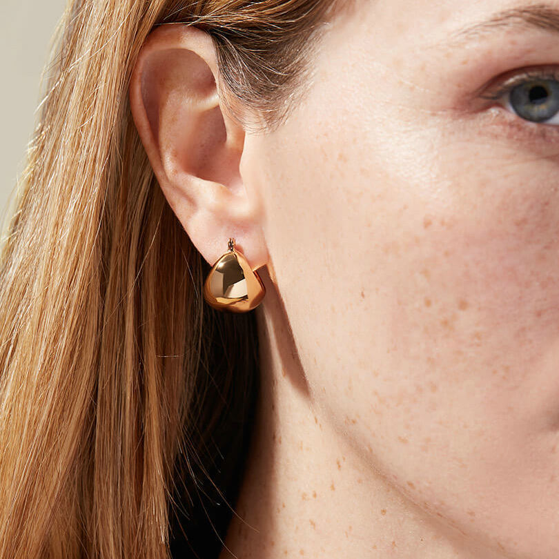Orecchini a sfera geometrici da donna in acciaio al titanio placcato oro 18 carati in acciaio inossidabile 316L, orecchini pendenti minimalisti di tendenza estetica fredda