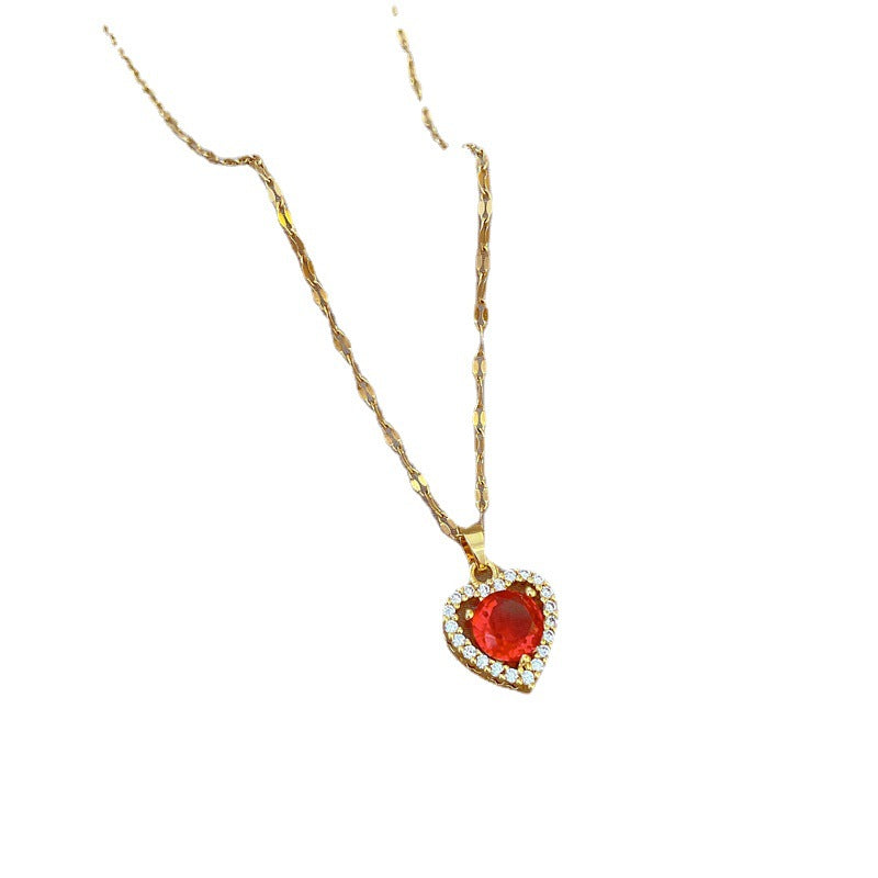 Collana Pendente Geometrica a Cuore in Acciaio al Titanio Fresca e Lussuosa da Donna