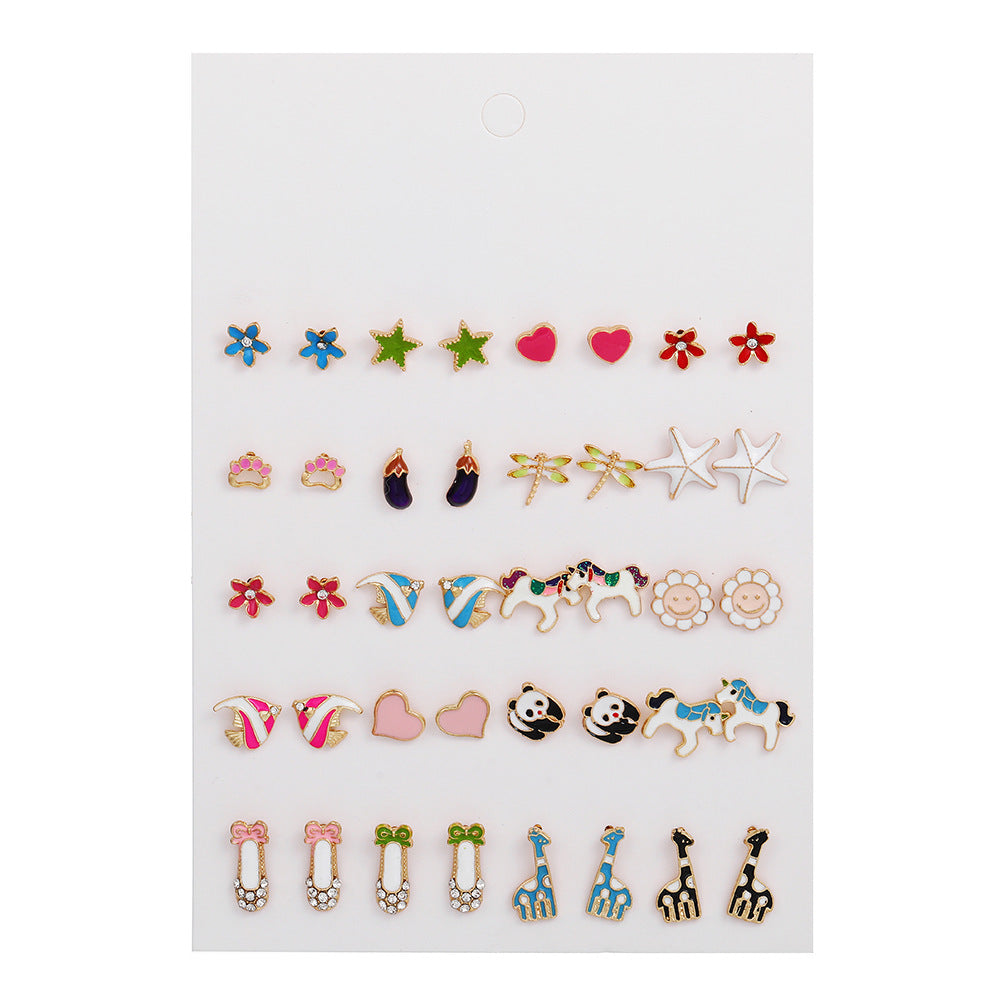 Minimalist Drip Oil Plated Alloy Animal and Fruit Earrings for Women