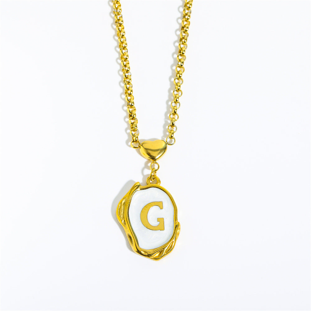 Collana Minimalista in Acciaio Inossidabile a Forma di Lettera con Placcatura in Oro 18K e Catena a O per Uomo e Donna