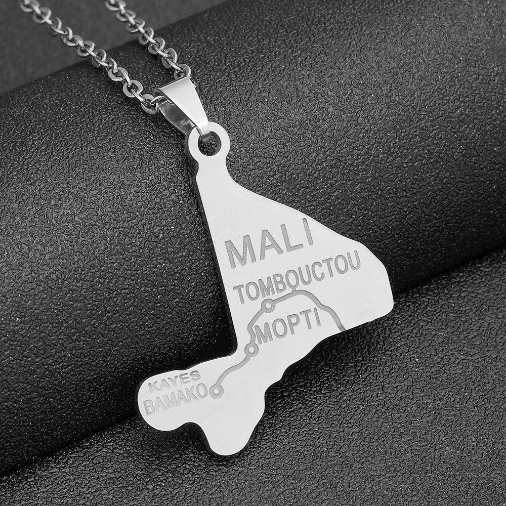 Collar de Acero Inoxidable Geométrico con Dije de Acero de Titanio, Acabado Galvanizado, Cadena O, Accesorio de Moda Unisex