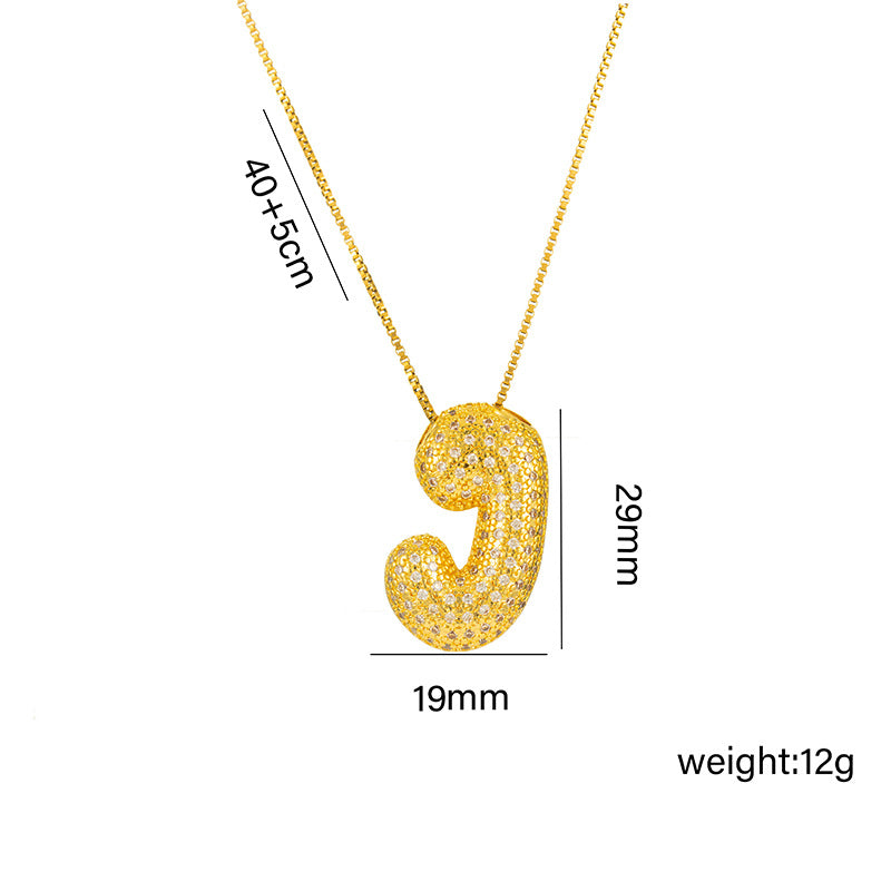 Collana da donna in acciaio al titanio a forma di lettera alla moda con intarsio in strass, design a catena a scatola