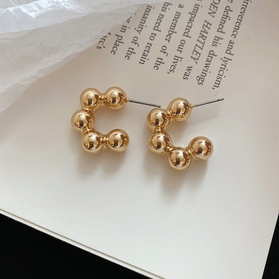 Orecchini a perno geometrici minimalisti in metallo con finitura placcata da donna, gioielli per l'orecchio lussuosi, alla moda e versatili per tutti i giorni