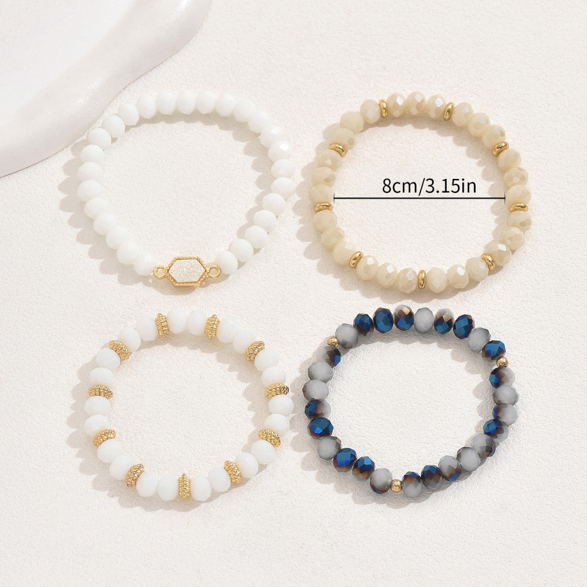 Pulsera de cuentas de cristal geométrica para mujer con incrustaciones de diamantes de imitación, diseño en forma de diamante, accesorio de uso diario moderno y versátil