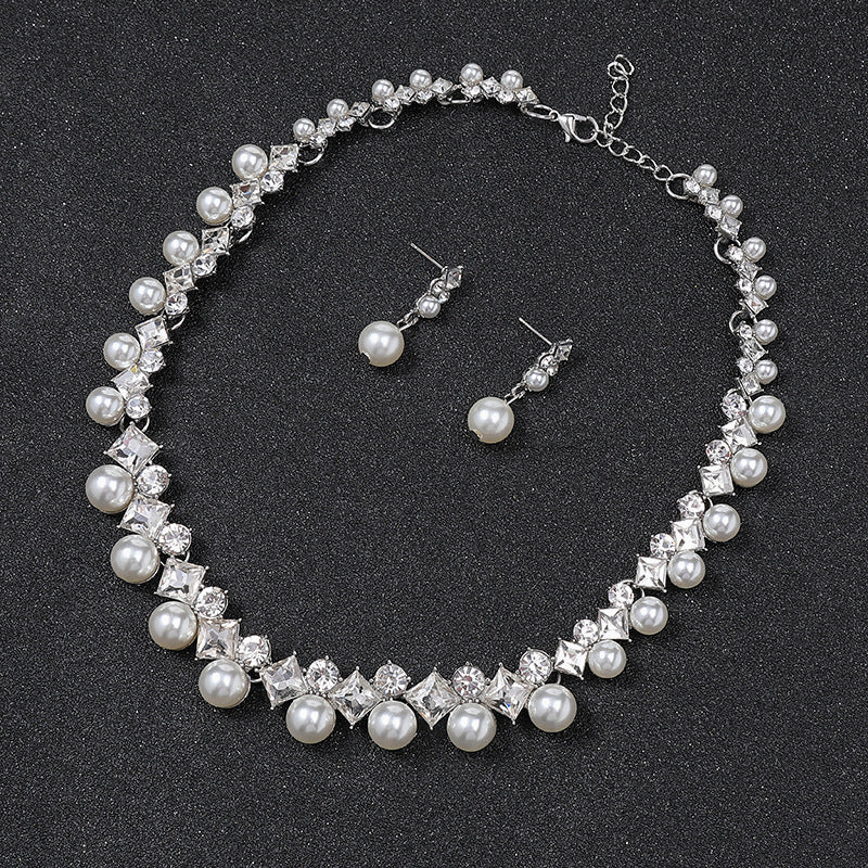 Minimalist Bubble Pattern Plated Alloy Necklace Set for Women with Matching Earrings Adjustable Clavicle Chain