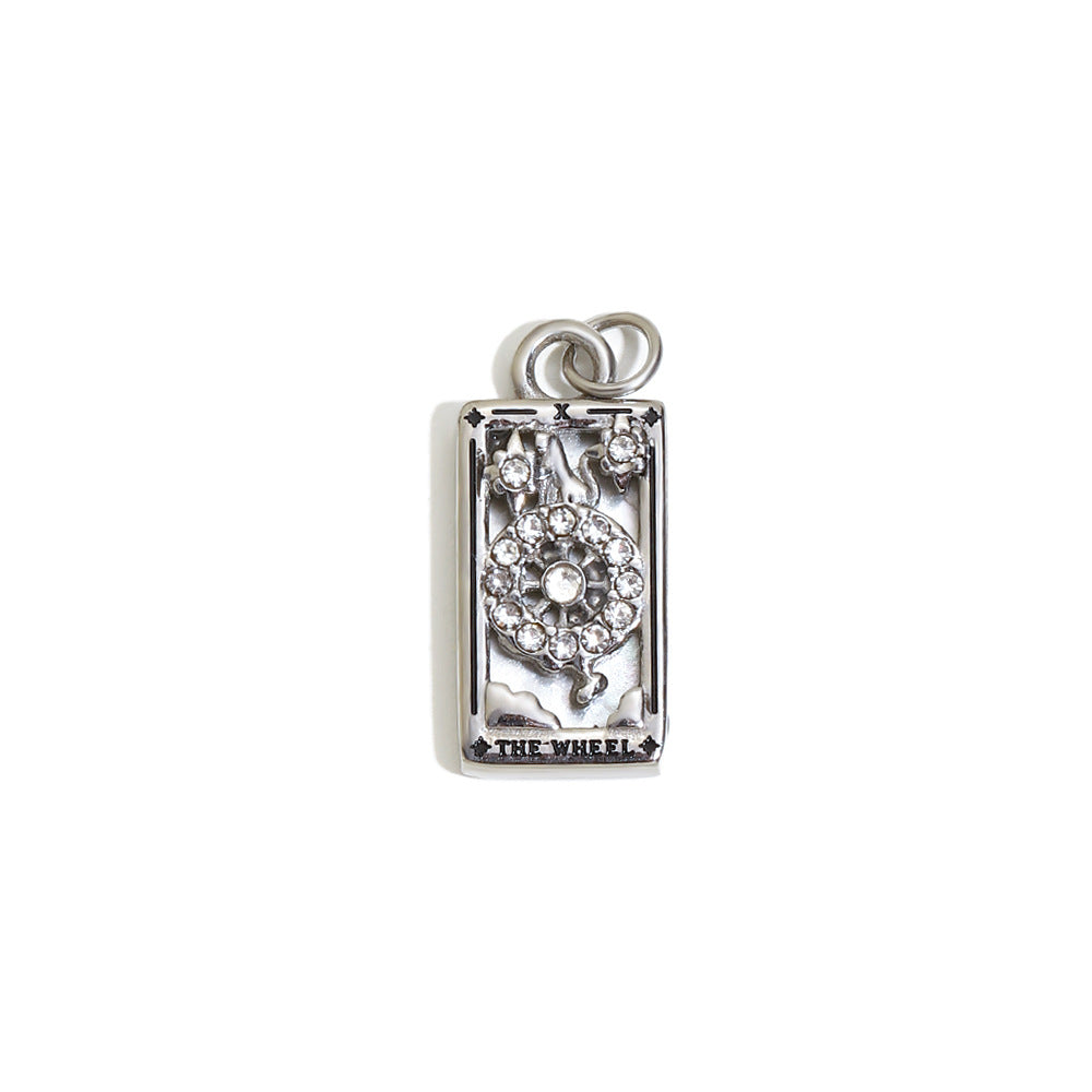 Fashionable Geometric Sun Star Tarot Pendant Necklace in Stainless Steel with 18K Gold Plating