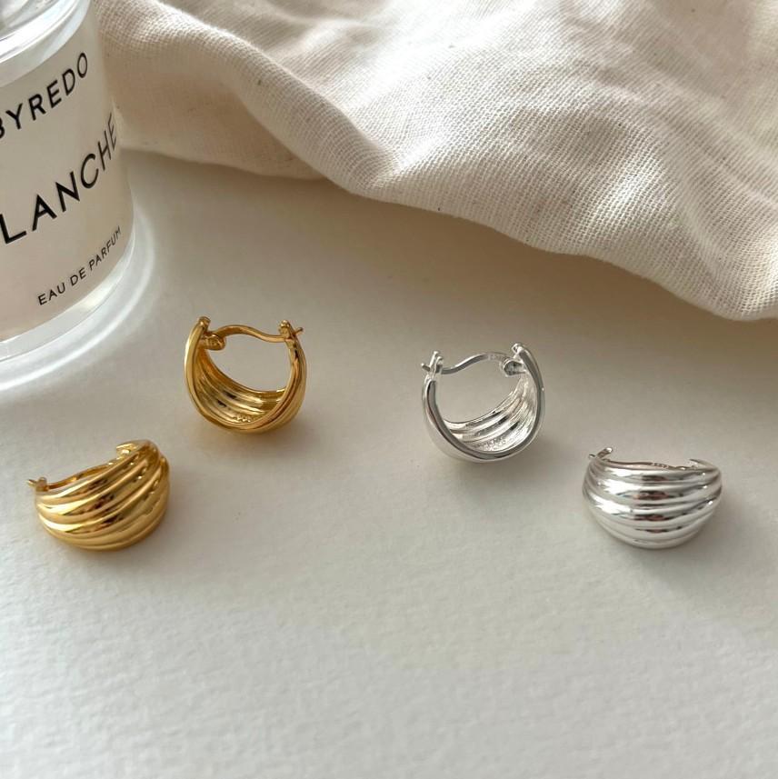 Minimalist Geometric Arc Stud Earrings in 925 Sterling Silver with Handcrafted Finish