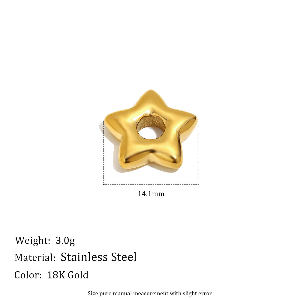 Charm de barra minimalista redondo geométrico hueco trenzado de acero inoxidable con chapado en oro PVD de 18 quilates