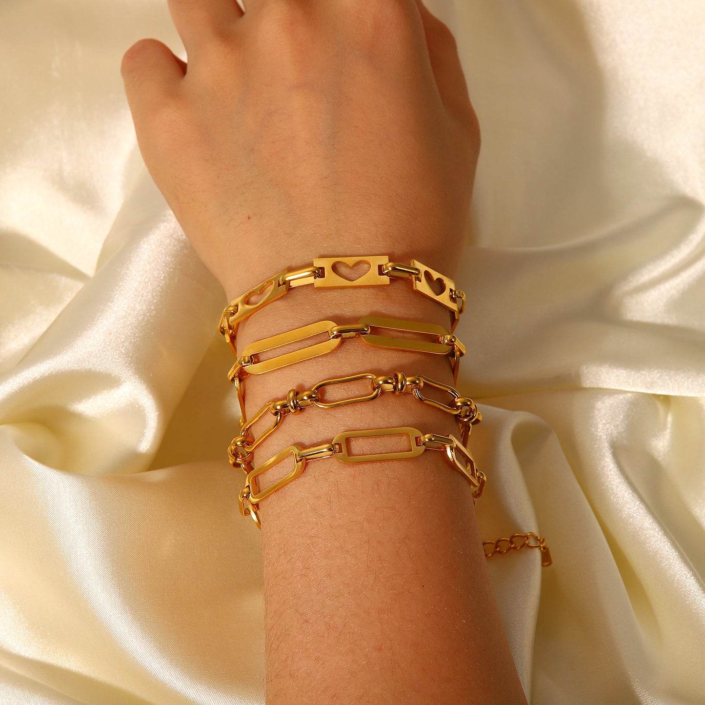 Minimalist Geometric Hollow Cross Bracelet for Women in Stainless Steel with 18K Gold Plating