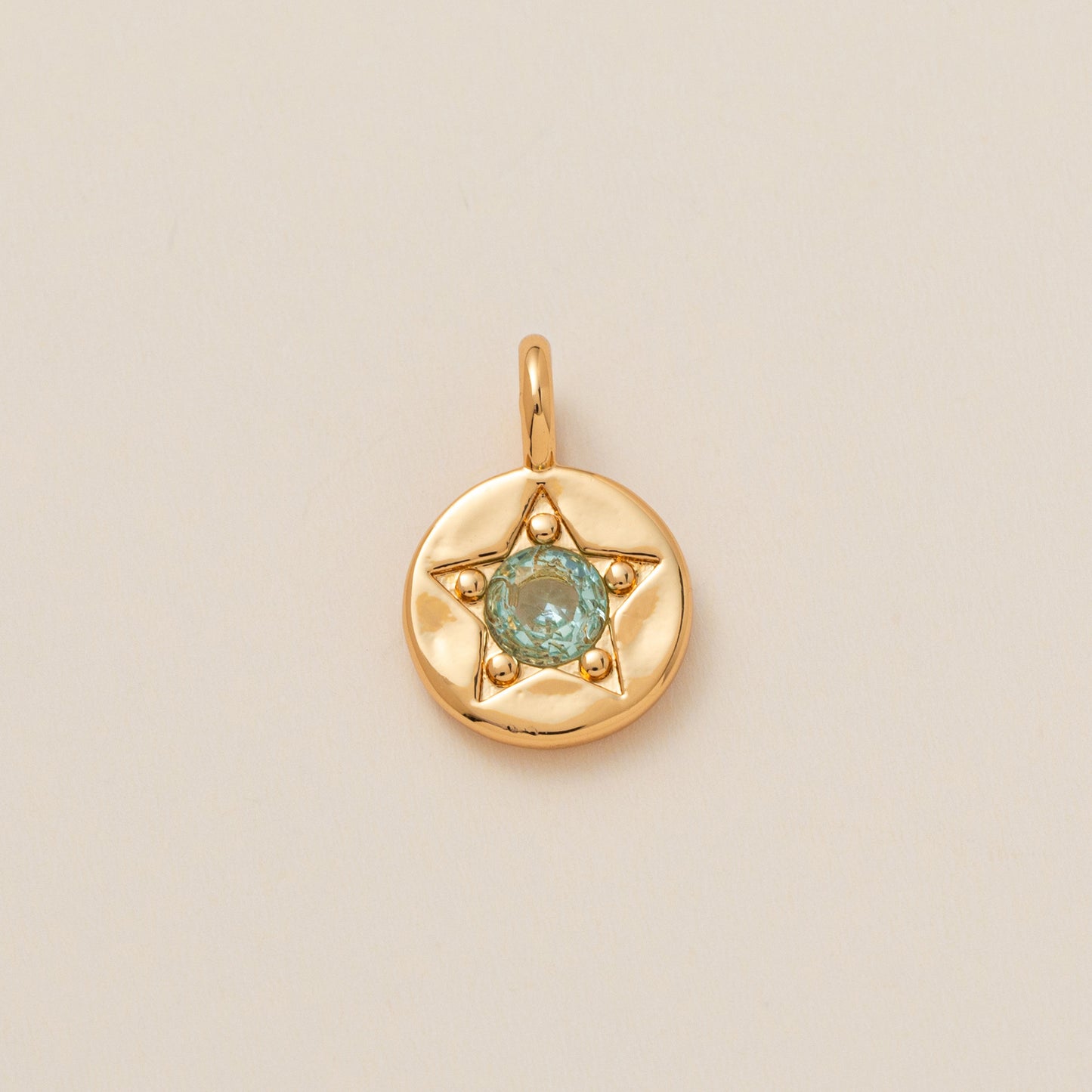 Colorful Cubic Zirconia Star Round Pendant Brass Plated Necklace Charm Bar for December Birthstone
