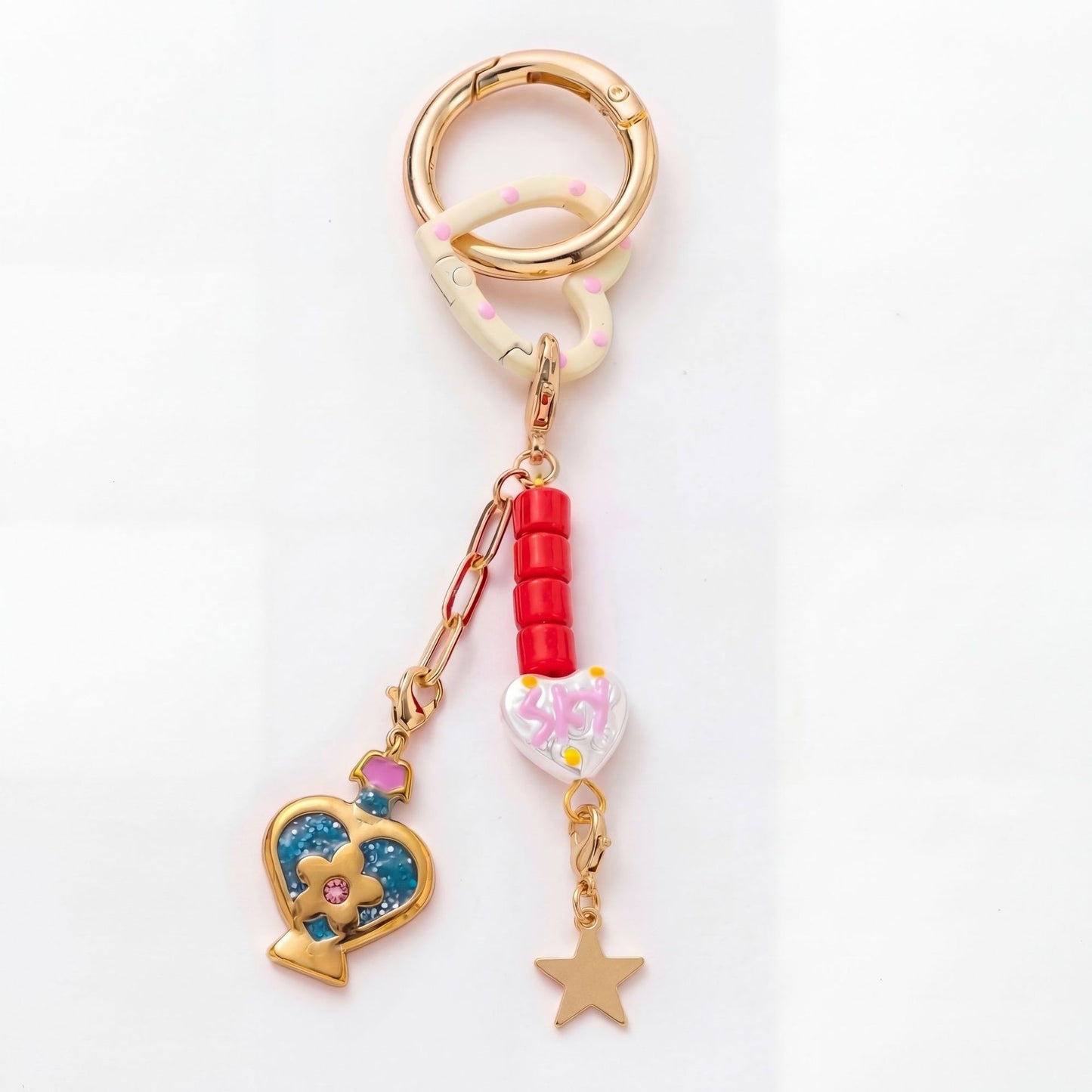 Minimalist Alloy DIY Charm Bar Keychain Pendant with Star Heart Round Oval Shapes
